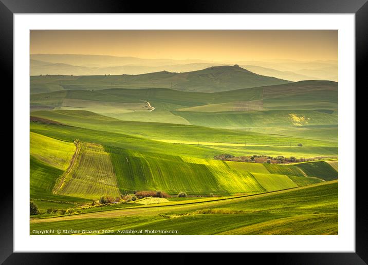 Apulia countryside, rolling hills landscape. Poggiorsini, Italy Framed Mounted Print by Stefano Orazzini