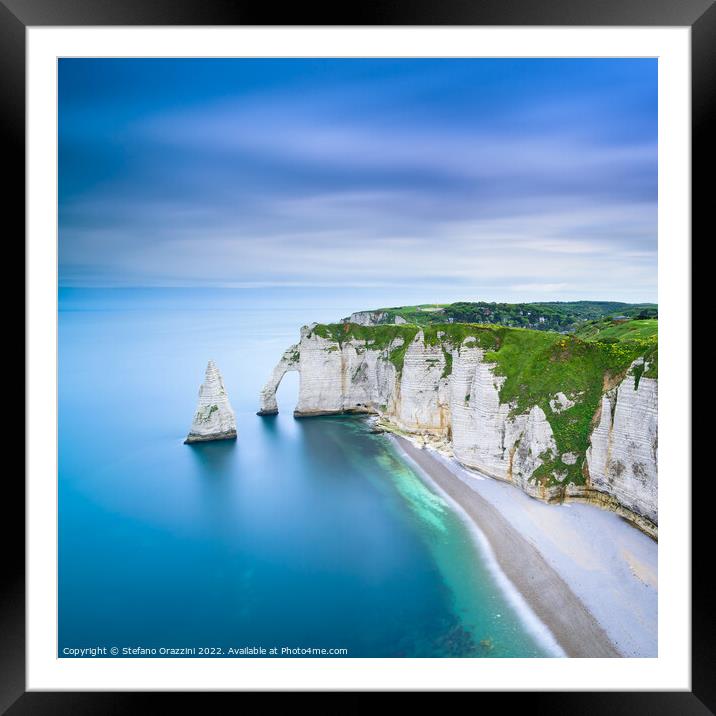 Etretat Aval cliff and beach . Normandy, France. Framed Mounted Print by Stefano Orazzini
