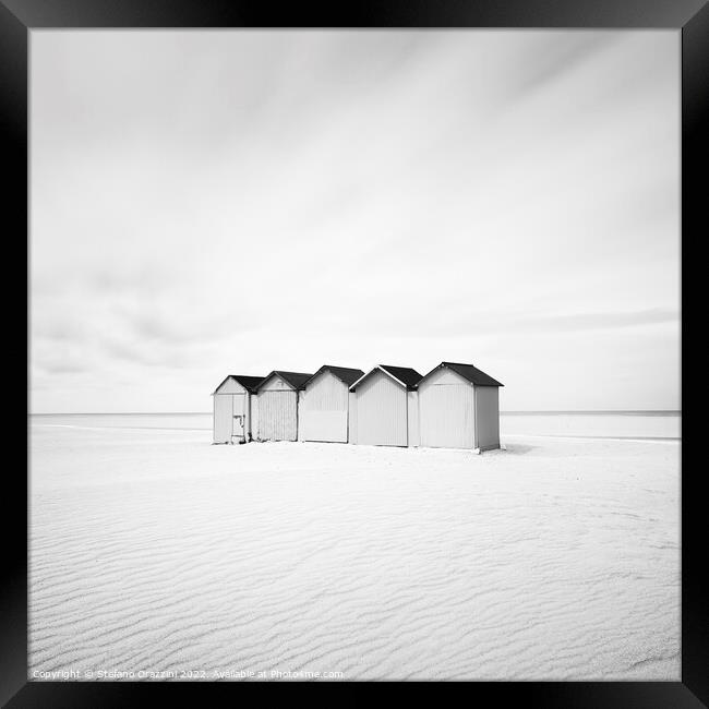 5 Beach Huts. Normandy, France Framed Print by Stefano Orazzini