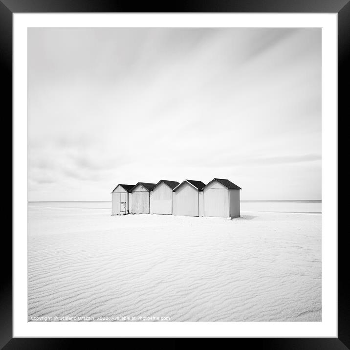 5 Beach Huts. Normandy, France Framed Mounted Print by Stefano Orazzini