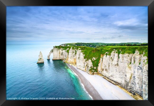 Etretat, the cliff of Aval cliff. Normandy, France. Framed Print by Stefano Orazzini