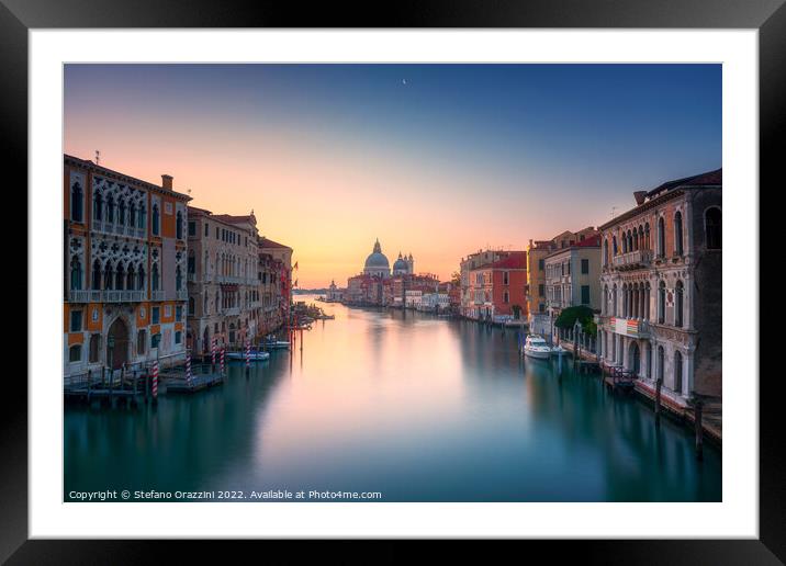 Venice, Grand Canal Santa Maria della Salute church before sunrise  Framed Mounted Print by Stefano Orazzini