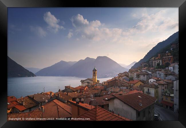 Colonno village, Lake Como district. Italy, Europe. Framed Print by Stefano Orazzini