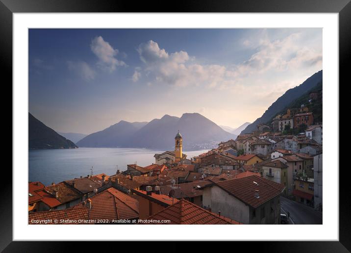Colonno village, Lake Como district. Italy, Europe. Framed Mounted Print by Stefano Orazzini