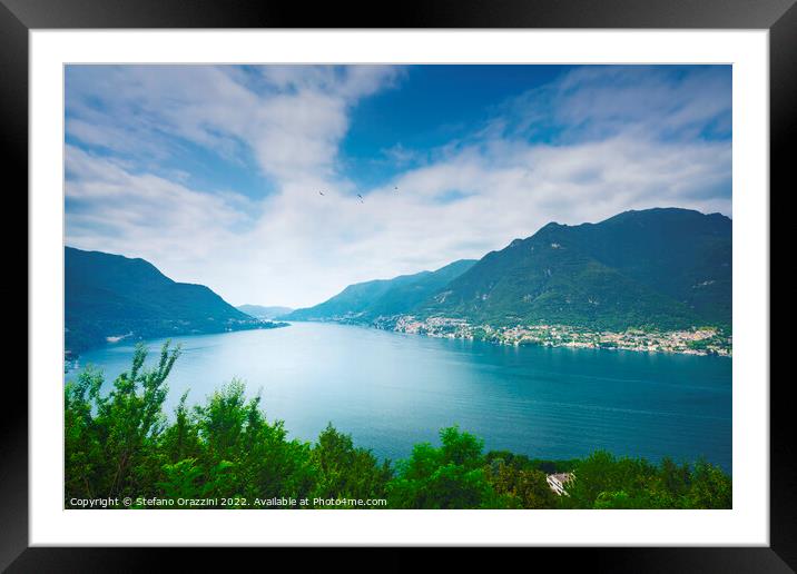 Lake Como panoramic view. Italy Framed Mounted Print by Stefano Orazzini