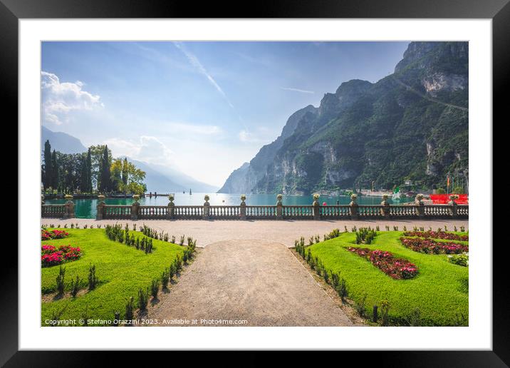 Gardens on the lake Garda. Riva del Garda, Italy Framed Mounted Print by Stefano Orazzini