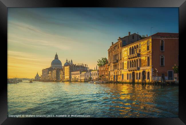 Venice, Grand Canal and Santa Maria della Salute at sunrise Framed Print by Stefano Orazzini