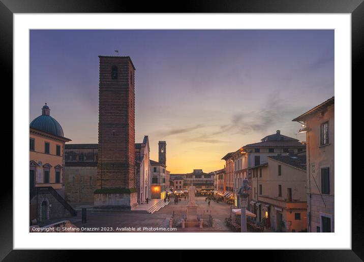 Pietrasanta old town at sunset, Tuscany, Italy Framed Mounted Print by Stefano Orazzini