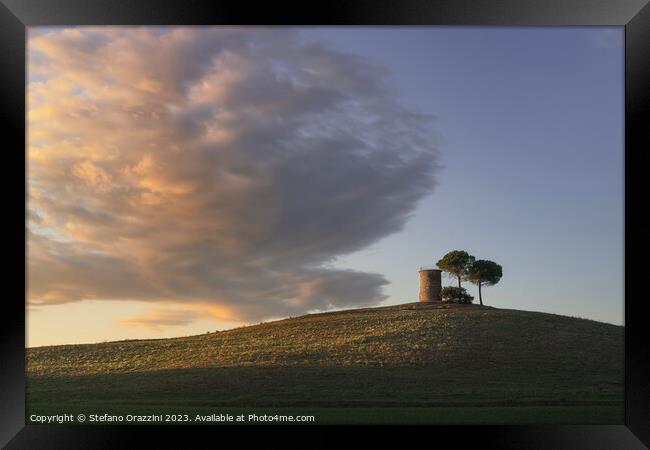 The old windmill and a cloud. Maremma, Tuscany Framed Print by Stefano Orazzini