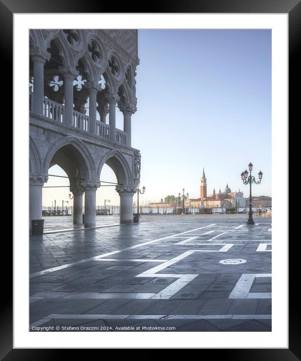Venice at dawn, Doge's Palace and St Mark Square, Italy Framed Mounted Print by Stefano Orazzini
