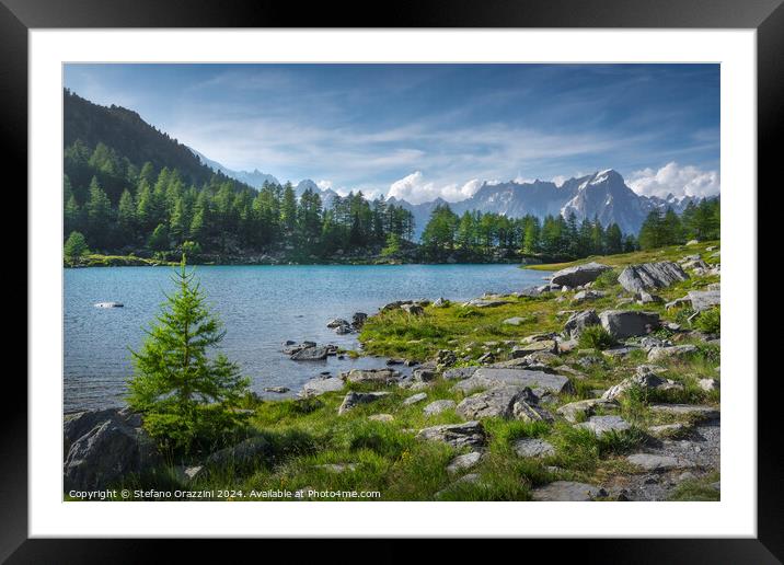 Lake Arpy and the Mont Blanc massif. Aosta Valley Framed Mounted Print by Stefano Orazzini