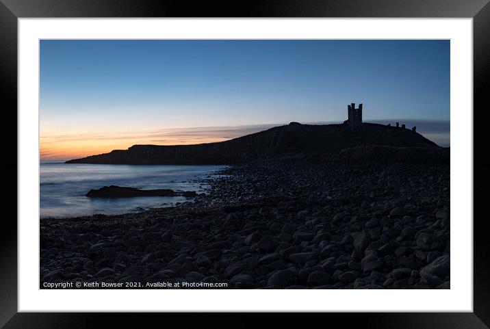 Dunstanburgh castle  before sunrise Framed Mounted Print by Keith Bowser
