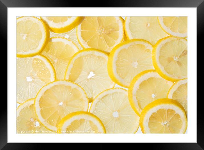Slices of lemon in a random pattern  Framed Mounted Print by Keith Bowser