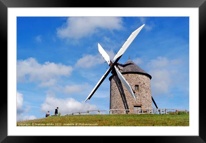 Windmill Moulin de Moidrey Near Mont Saint Michel Framed Mounted Print by Malcolm White