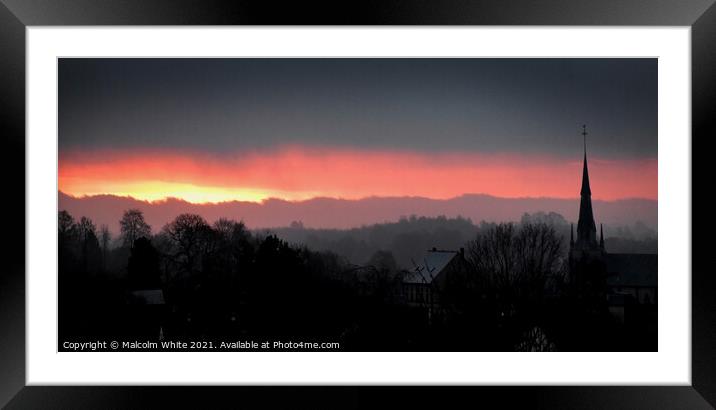 Sun rise over the small village of Saint Front. No Framed Mounted Print by Malcolm White