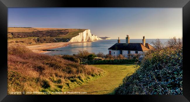 Seven Sisters White Cliffs from Cuckmere Haven Sus Framed Print by John Gilham