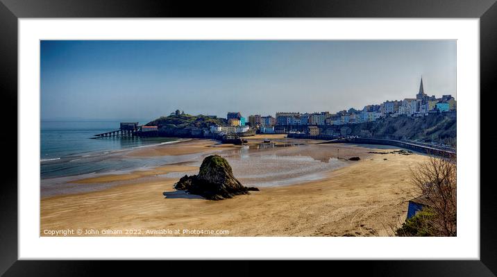 Tenby Beach and Harbour Pembrokeshire Wales Framed Mounted Print by John Gilham