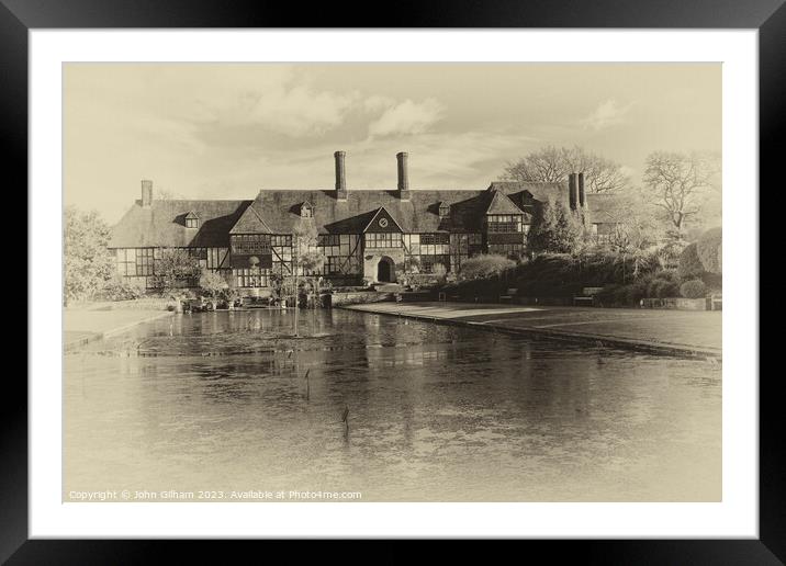 Antique Photograph of a English Tudor House and La Framed Mounted Print by John Gilham