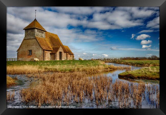 St Thomas Becket Church Romney Marsh Kent Framed Print by John Gilham