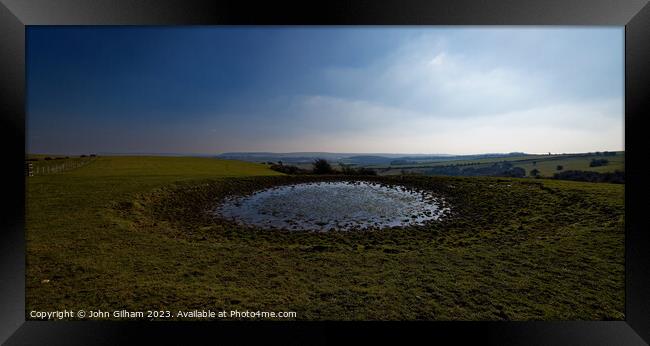 Dew Pond on Ditchling Beacon Framed Print by John Gilham