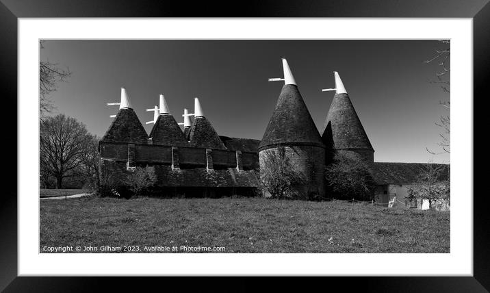 Oast Houses on a Kent Hop Farm England UK Framed Mounted Print by John Gilham