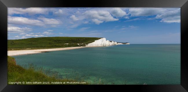 Seven Sisters White Cliffs at Cuckmere Haven East Sussex Framed Print by John Gilham