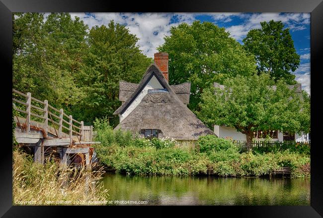 Bridge Cottage Flatford Suffolk UK Framed Print by John Gilham