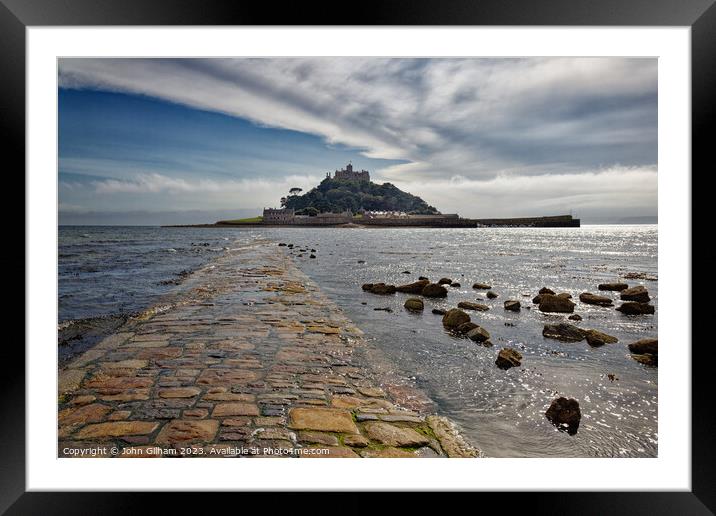 Too Late to walk to St Michael's Mount Cornwall England UK Framed Mounted Print by John Gilham