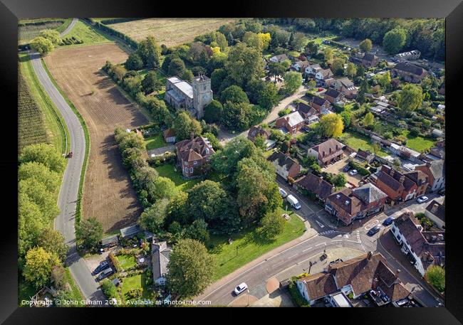 Drone shot of East Malling Village in the county of Kent UK Framed Print by John Gilham