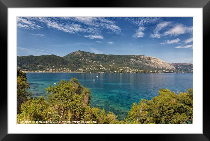 Outdoor Ocean Beach of Ipsos Corfu Greece Framed Mounted Print by John Gilham