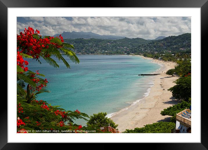 Grand Anse Beach St George Grenada The Caribbean Framed Mounted Print by John Gilham