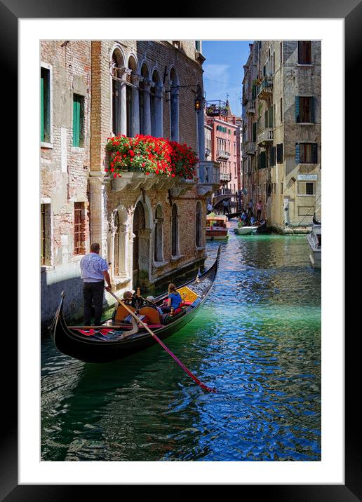 Tourist Gondola in Venice Italy Framed Mounted Print by John Gilham