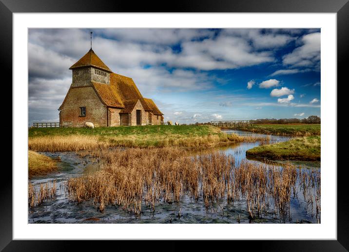 St Thomas Becket Church in Fairfield Romney Marsh  Framed Mounted Print by John Gilham