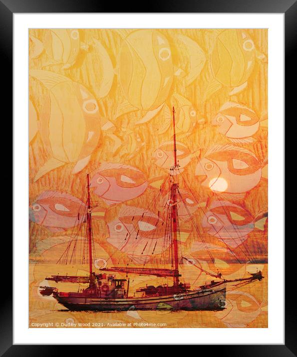 Tranquil Trawler at Sunset Framed Mounted Print by Dudley Wood