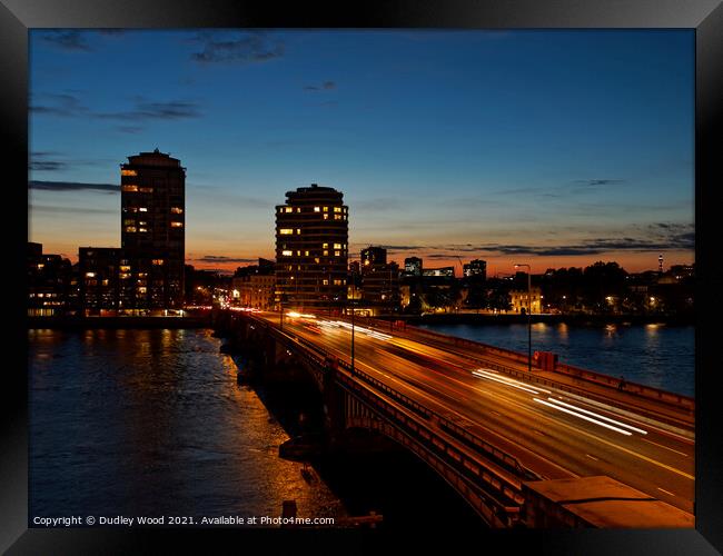 Captivating Vauxhall Bridge Rush Framed Print by Dudley Wood