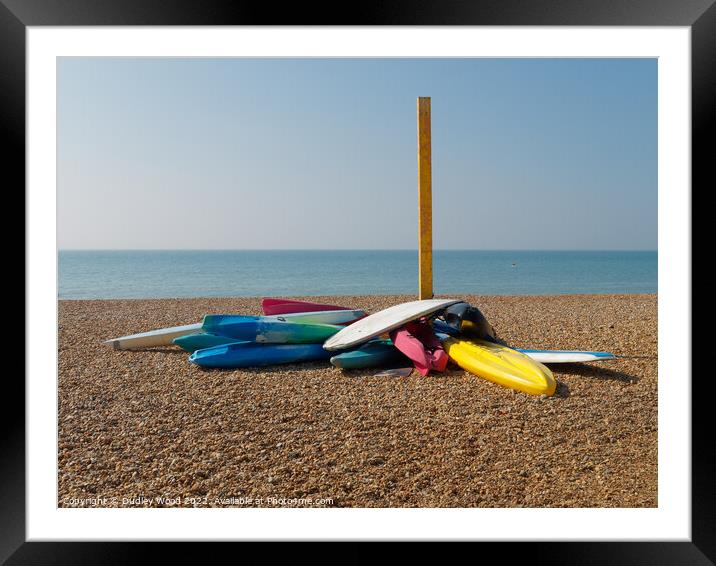 Serene Sea Kayaks Framed Mounted Print by Dudley Wood