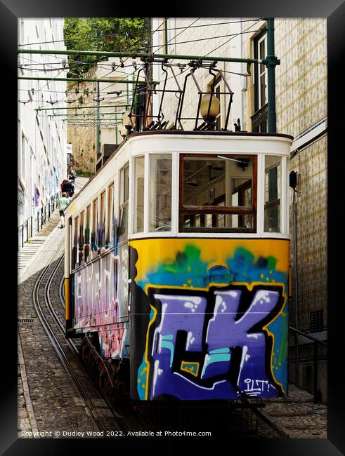 Lisbons Urban Funicular Tram Framed Print by Dudley Wood
