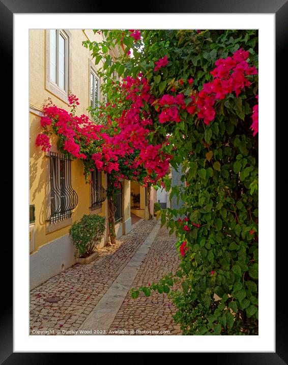 "Vibrant Charm of Cascais' Cobbled Lane" Framed Mounted Print by Dudley Wood