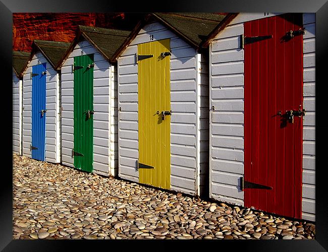 Wooden beach huts Framed Print by nick pautrat
