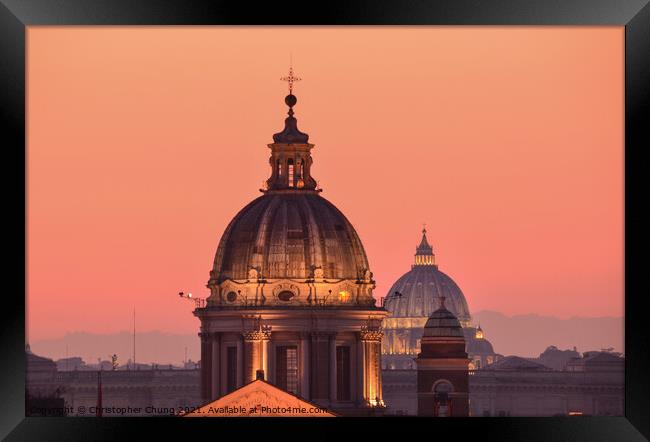 Rome's evening horizon  Framed Print by Chris Chung