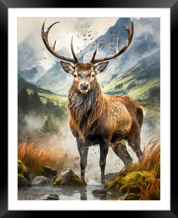 Majestic Stag Artistic Image Framed Mounted Print by Artificial Adventures