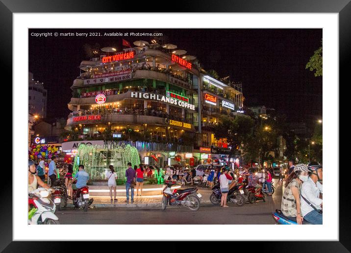 Hanoi Nightlife Framed Mounted Print by martin berry