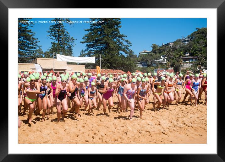 Sydney,Australia. The 41st Big Swim Ocean race Palm Beach to Wha Framed Mounted Print by martin berry