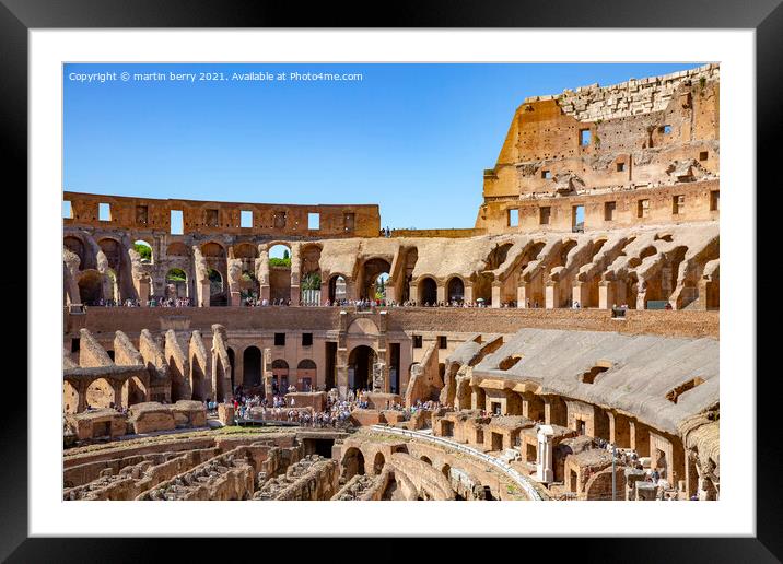 Rome Colosseum Interior Italy Framed Mounted Print by martin berry