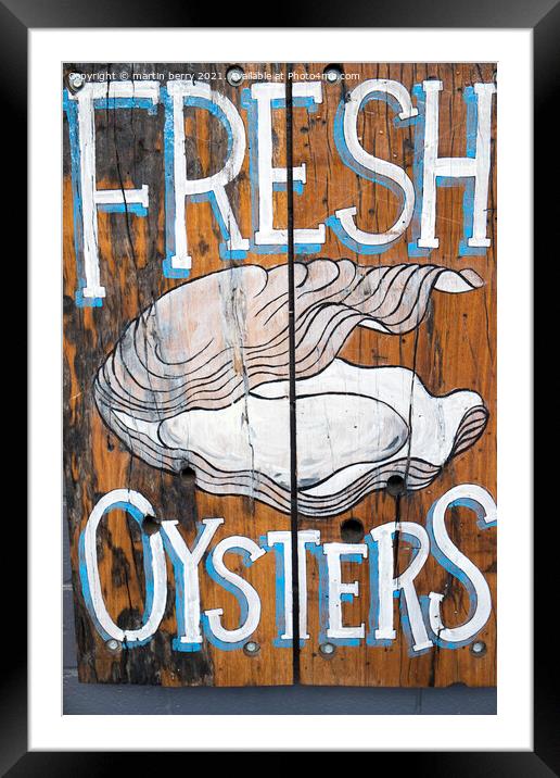 Fresh Oysters Board Framed Mounted Print by martin berry