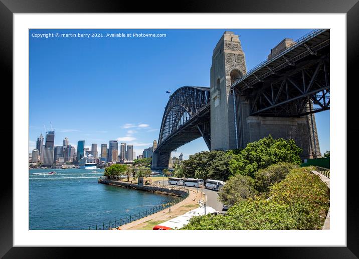Sydney Harbour Bridge and Sydney skyline Framed Mounted Print by martin berry