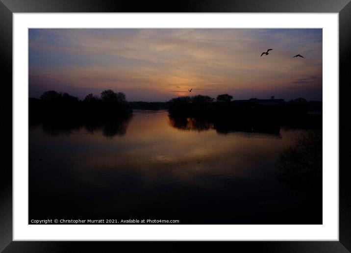 Sunset at Attenborough  Framed Mounted Print by Christopher Murratt
