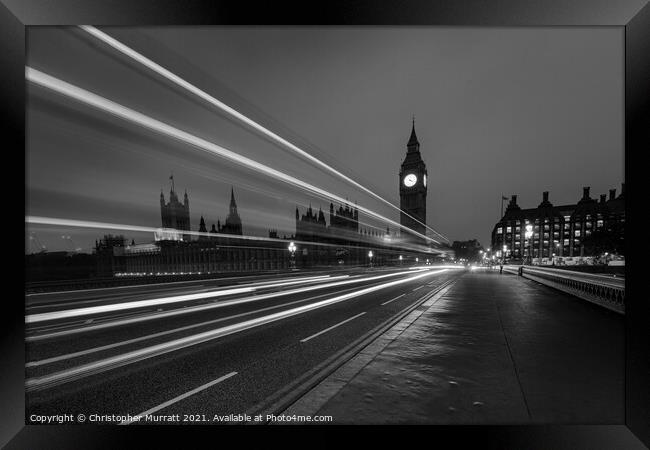 London Light Trails Framed Print by Christopher Murratt