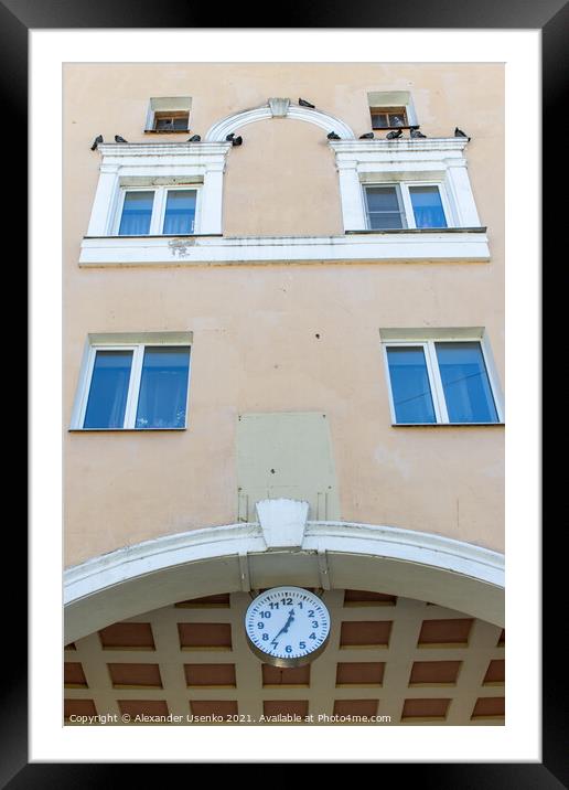 Facade with pigeons Framed Mounted Print by Alexander Usenko