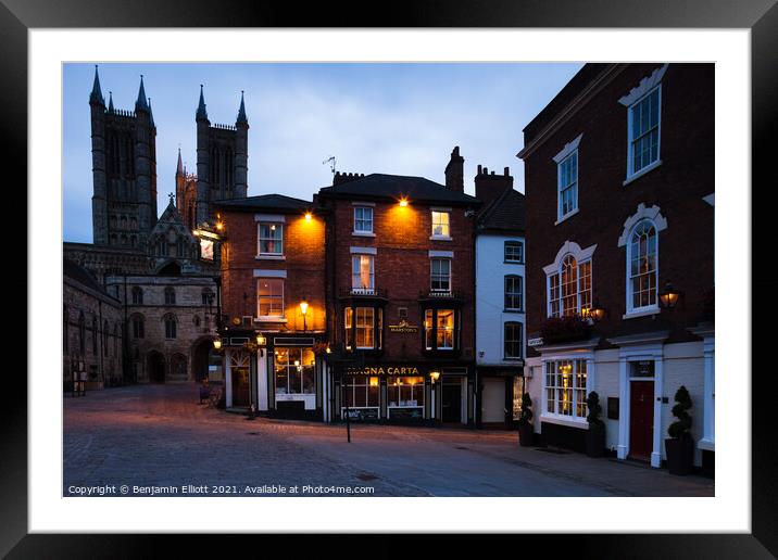 Lincoln Cathedral at Twilight Framed Mounted Print by Benjamin Elliott
